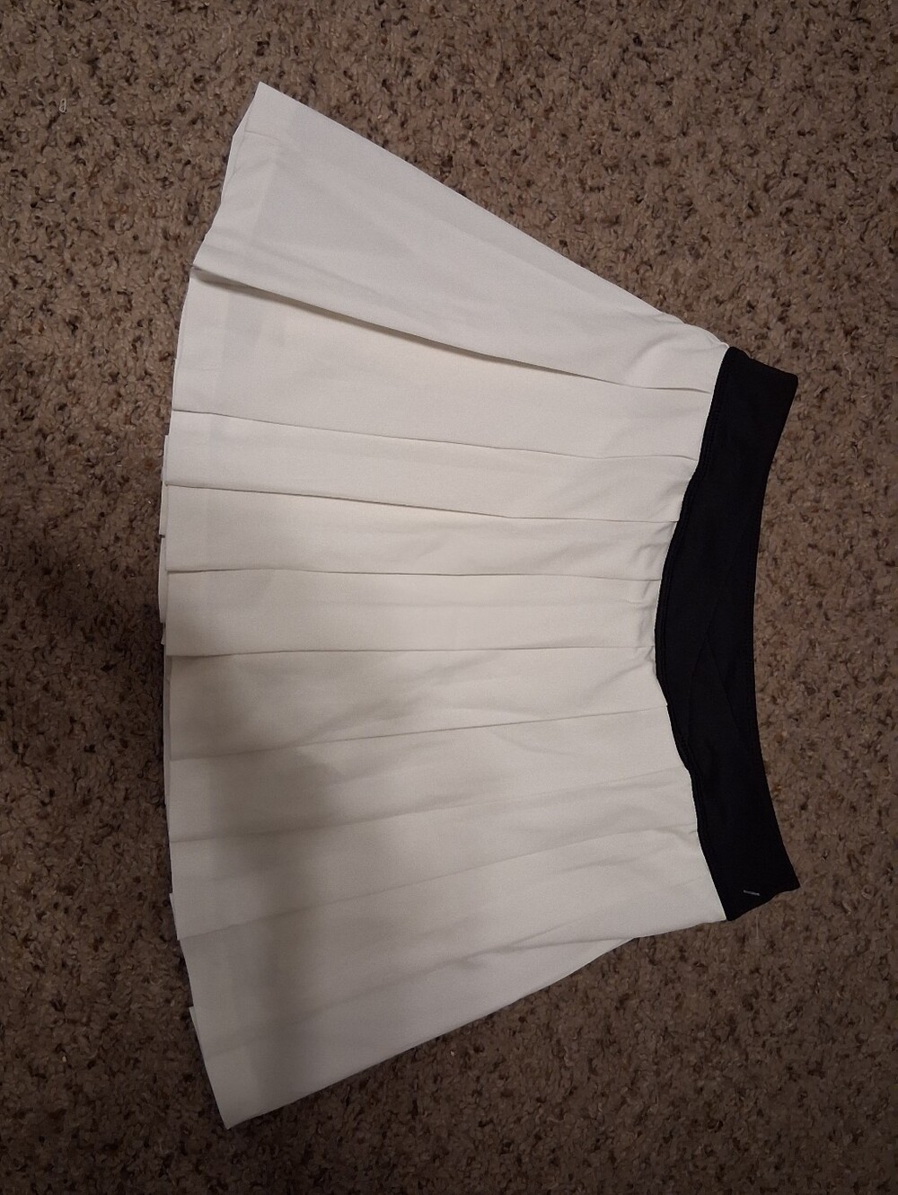 Nwot PacSun Active White Pleated Mini Skirt with Black Waistband Shorts Under